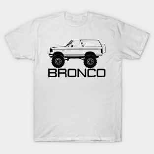 1992-1996 Bronco Side w/Tires, Black Print T-Shirt